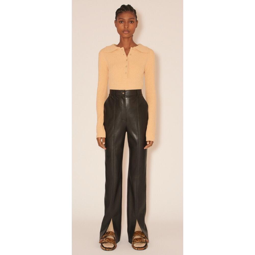 Nanushka Masa Split Front High Rise Vegan Leather Pants L NWT $695